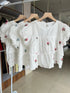 Sweet Round Neck Floral Embroidered Flounce Tops